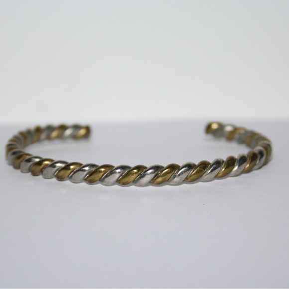 Vintage Jewelry - Vintage silver and brass cuff bracelet
